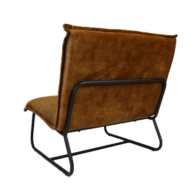Fauteuil Dante velvet Luxury oker geel/cognac bruin