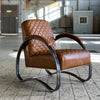 Industriële fauteuil Rover cognac leer