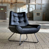 Industriële fauteuil Cole zwart leer