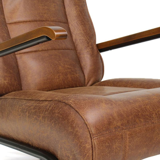 Industriële fauteuil Jarren cognac leer