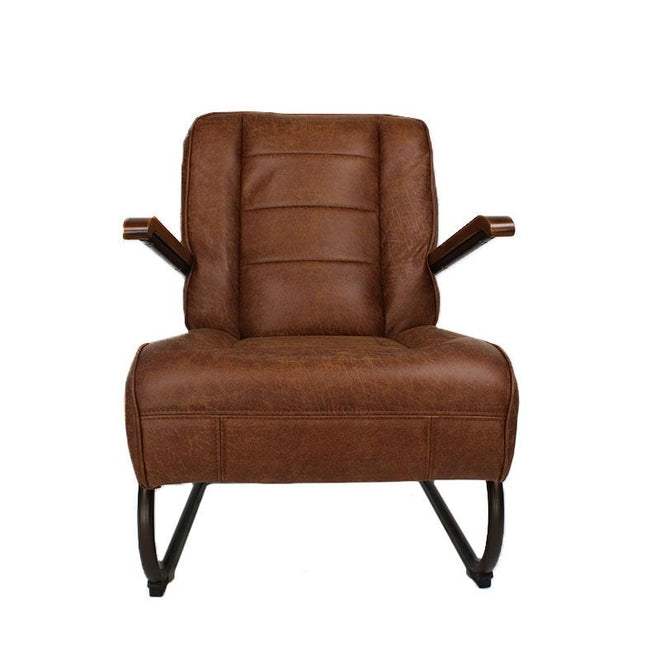 Industriële fauteuil Jarren cognac leer