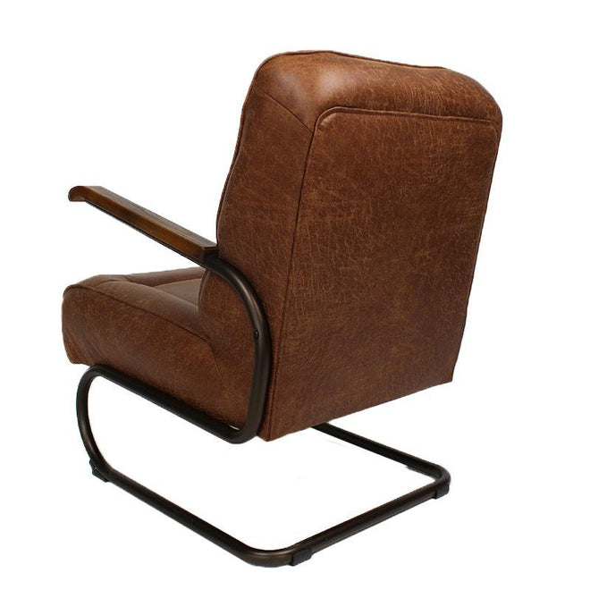 Industriële fauteuil Jarren cognac leer