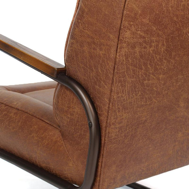 Industriële fauteuil Jarren cognac leer