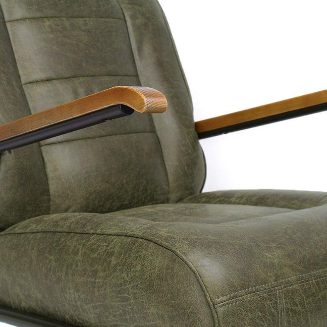 Industriële fauteuil Jarren groen leer