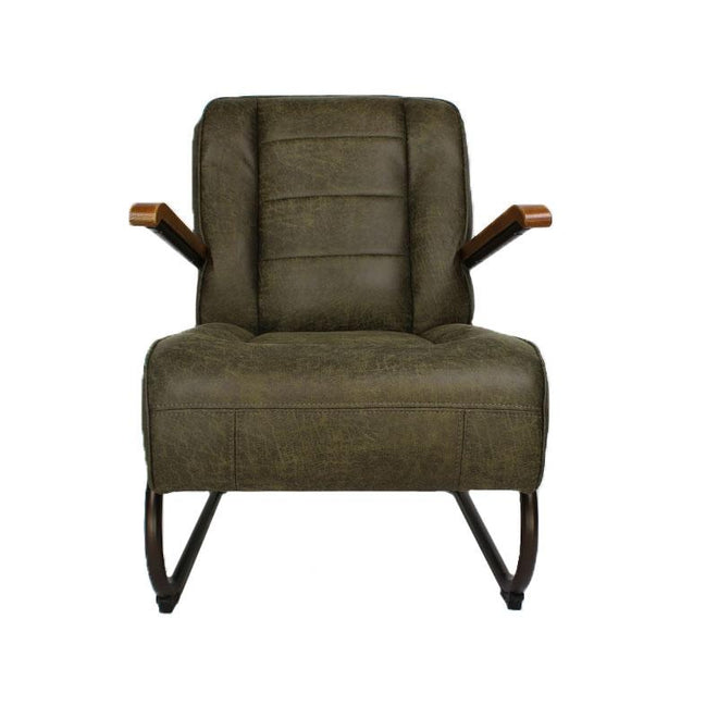 Industriële fauteuil Jarren groen leer