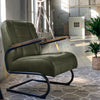 Industriële fauteuil Jarren groen leer