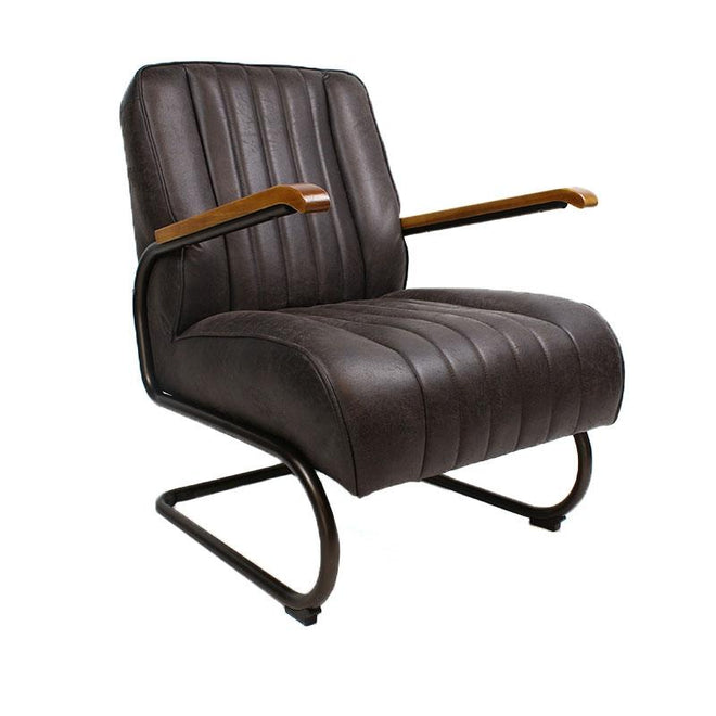Industriële fauteuil Luca antraciet leer