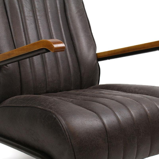 Industriële fauteuil Luca antraciet leer