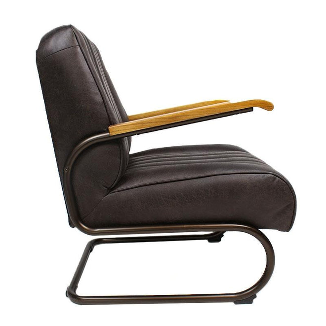 Industriële fauteuil Luca antraciet leer