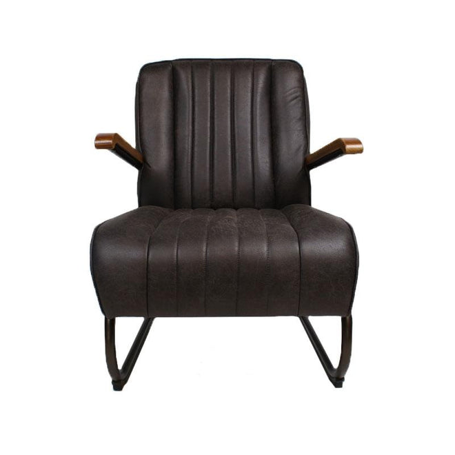 Industriële fauteuil Luca antraciet leer