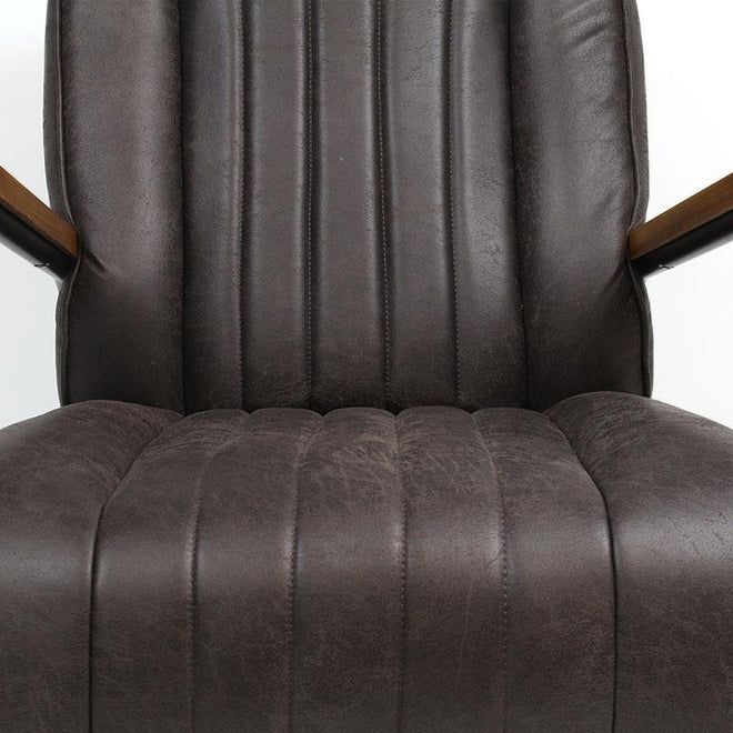Industriële fauteuil Luca antraciet leer