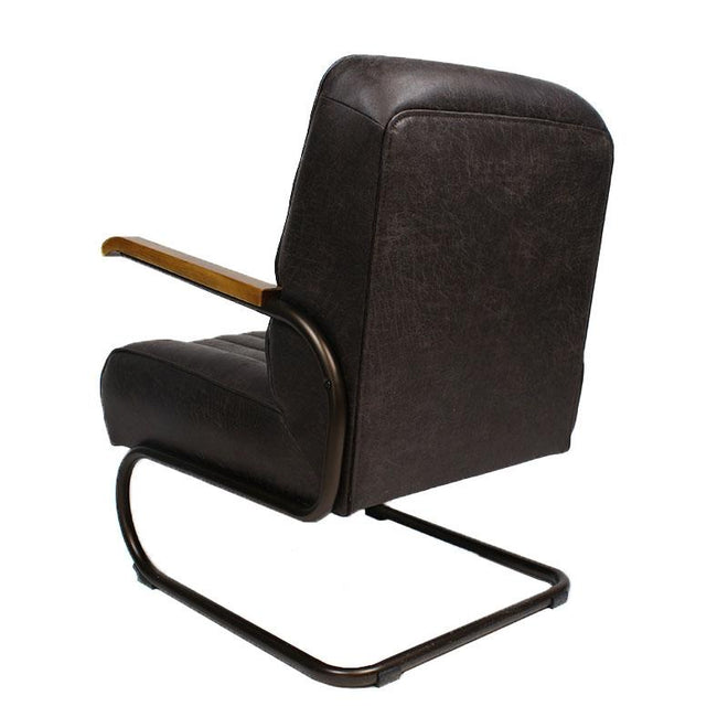 Industriële fauteuil Luca antraciet leer