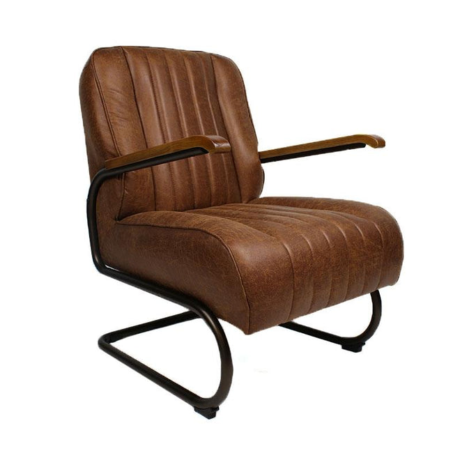 Industriële fauteuil Luca cognac leer