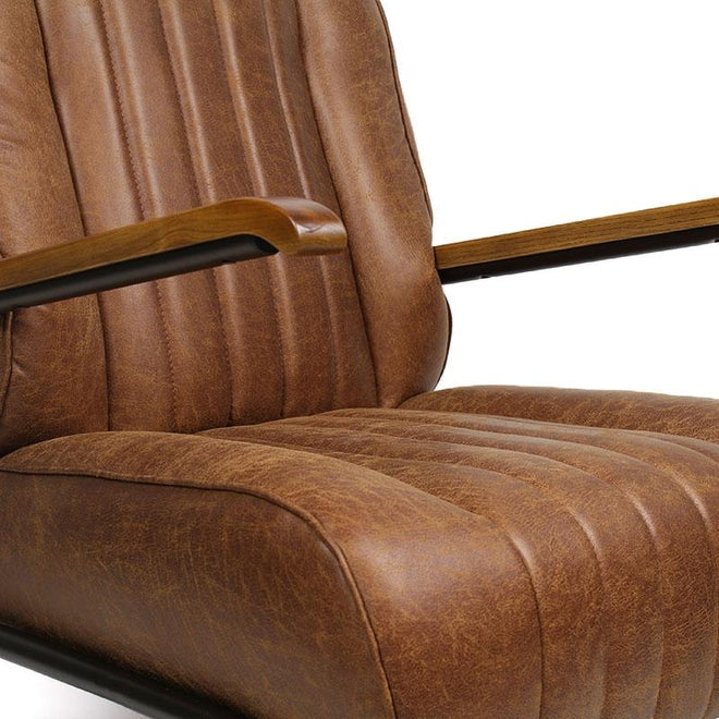 Industriële fauteuil Luca cognac leer