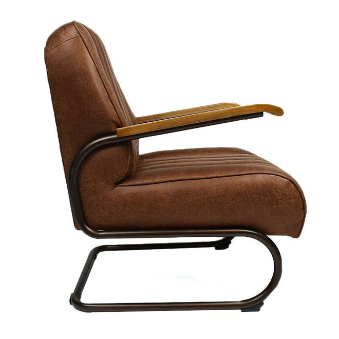Industriële fauteuil Luca cognac leer