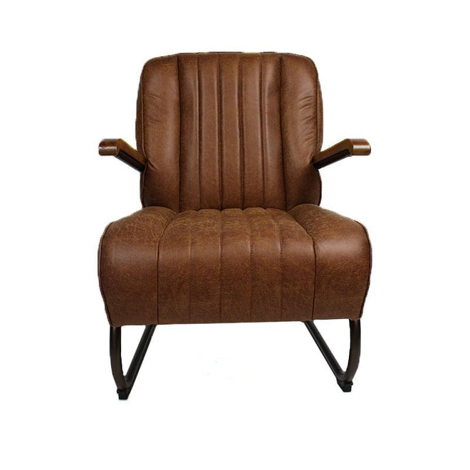 Industriële fauteuil Luca cognac leer