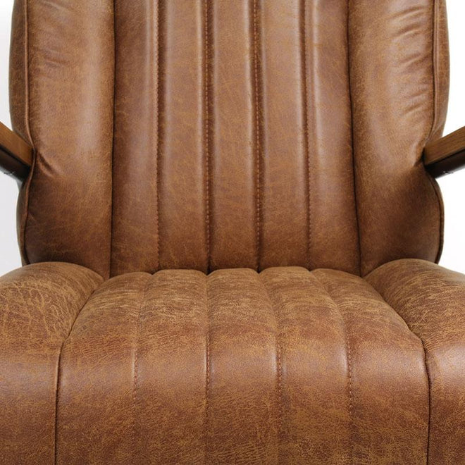 Industriële fauteuil Luca cognac leer