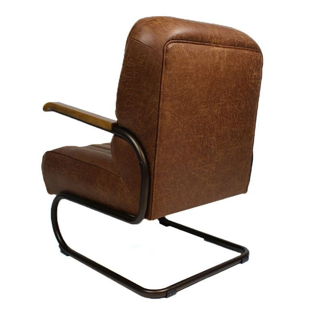 Industriële fauteuil Luca cognac leer