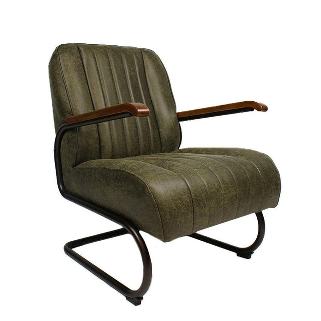 Industriële fauteuil Luca groen leer