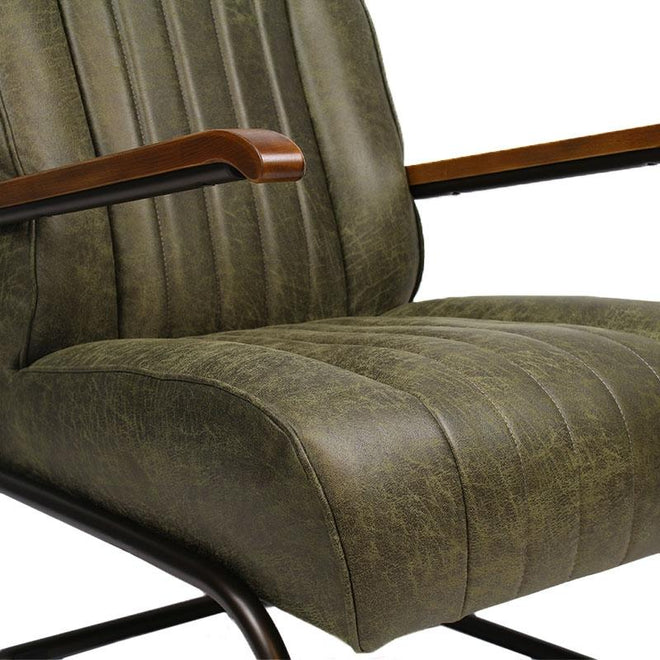 Industriële fauteuil Luca groen leer