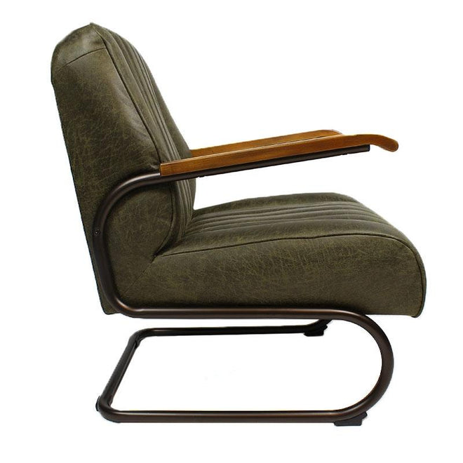 Industriële fauteuil Luca groen leer