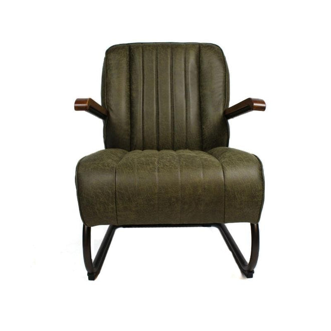Industriële fauteuil Luca groen leer