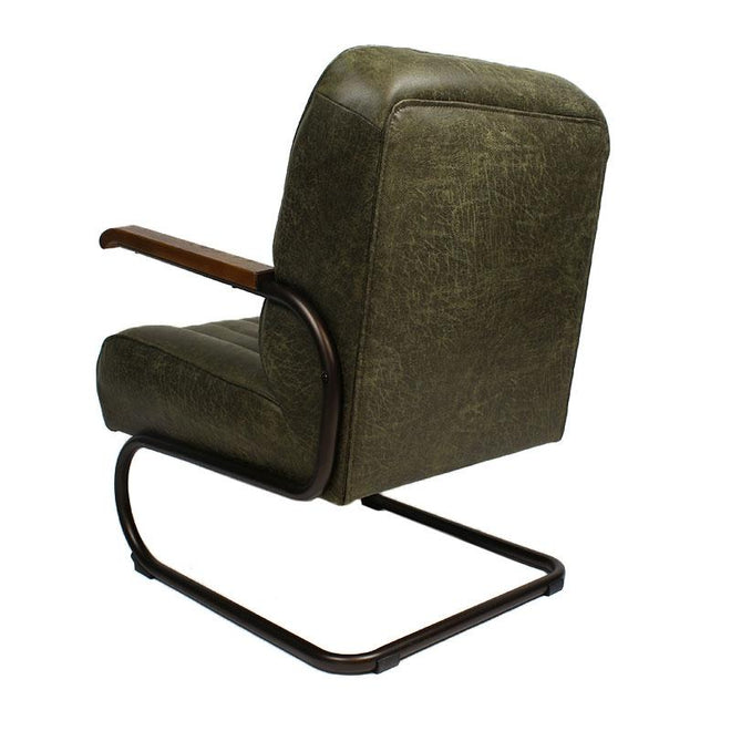 Industriële fauteuil Luca groen leer