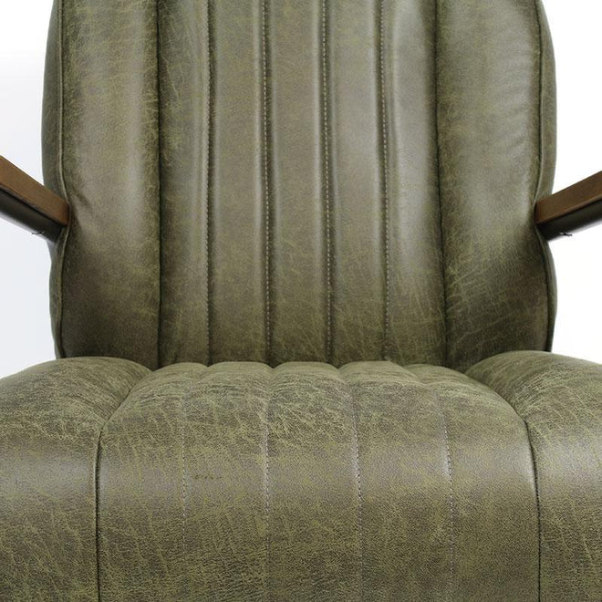 Industriële fauteuil Luca groen leer