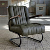 Industriële fauteuil Luca groen leer