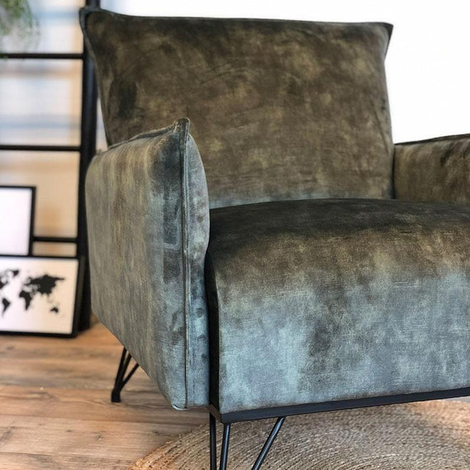 Moderne fauteuil Mexx luxury groen velvet