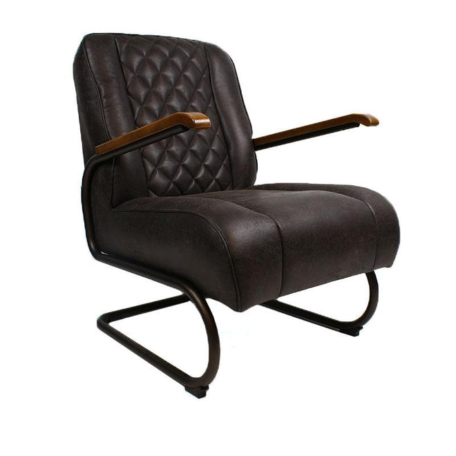 Industriële fauteuil Milan antraciet leer
