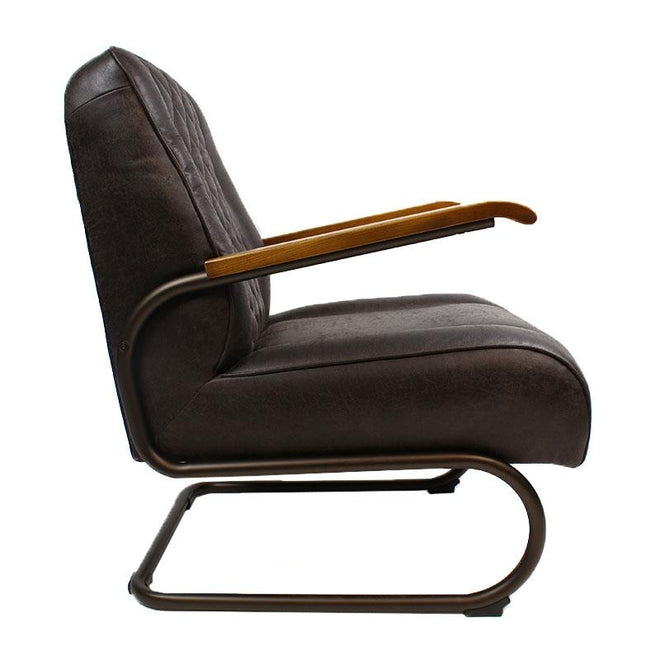 Industriële fauteuil Milan antraciet leer