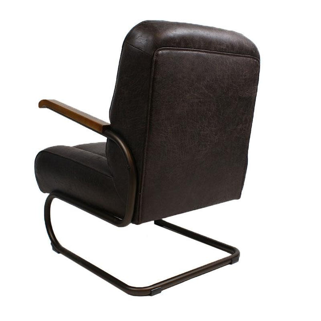 Industriële fauteuil Milan antraciet leer