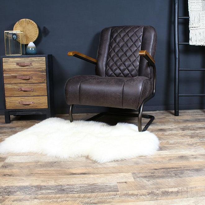 Industriële fauteuil Milan antraciet leer