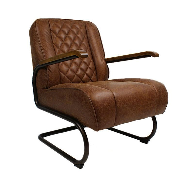 Industriële fauteuil Milan cognac leer