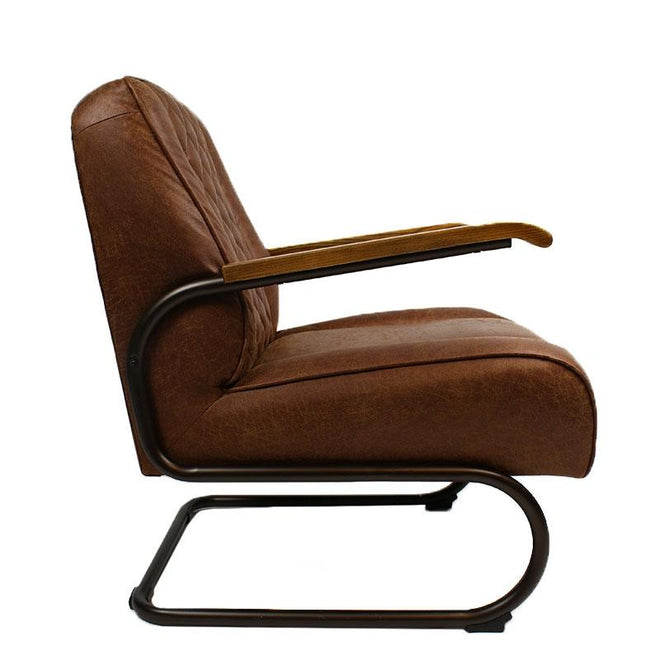 Industriële fauteuil Milan cognac leer