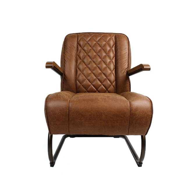 Industriële fauteuil Milan cognac leer