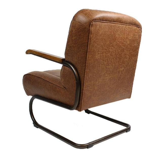Industriële fauteuil Milan cognac leer