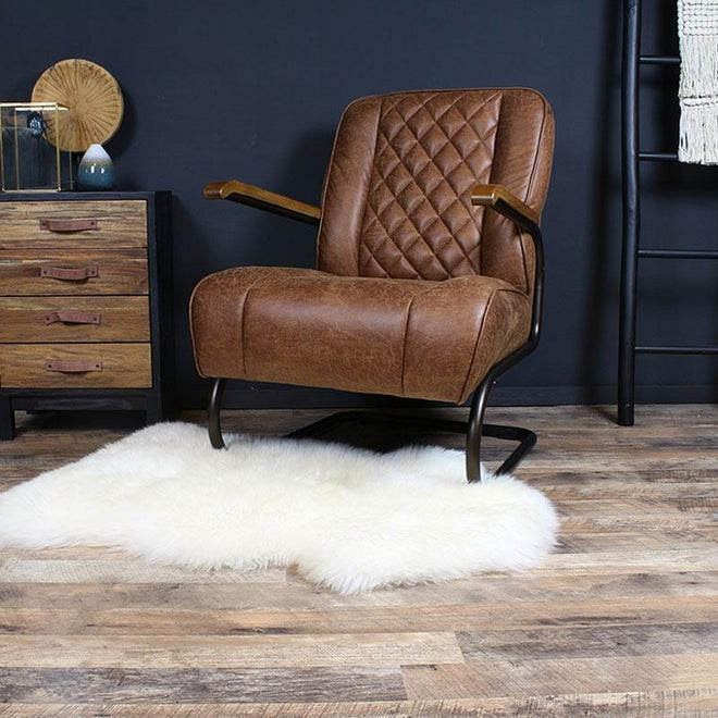 Industriële fauteuil Milan cognac leer