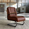 Industriële fauteuil Milan cognac leer