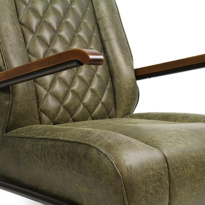 Industriële fauteuil Milan groen leer