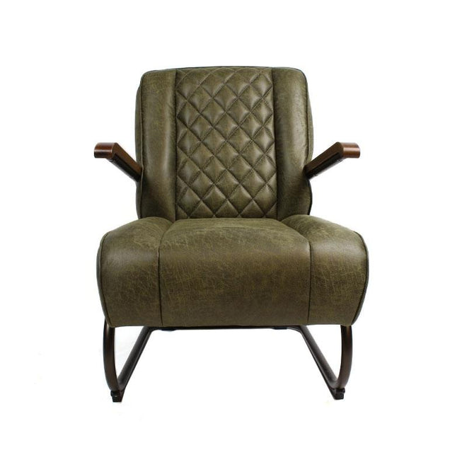 Industriële fauteuil Milan groen leer
