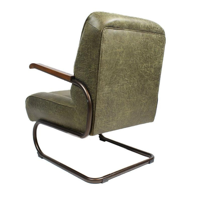 Industriële fauteuil Milan groen leer