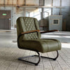 Industriële fauteuil Milan groen leer