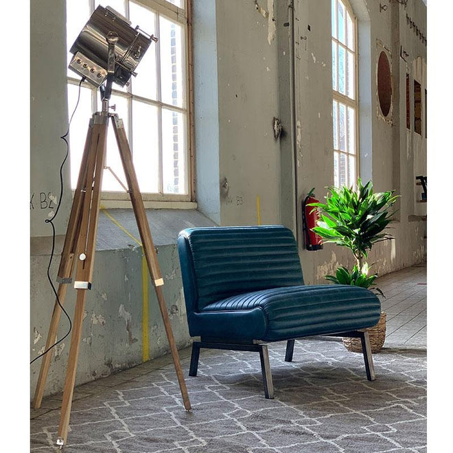 Industriële fauteuil Reflex blauw | 100% leder