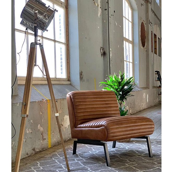 Industriële fauteuil Reflex cognac | 100% leder