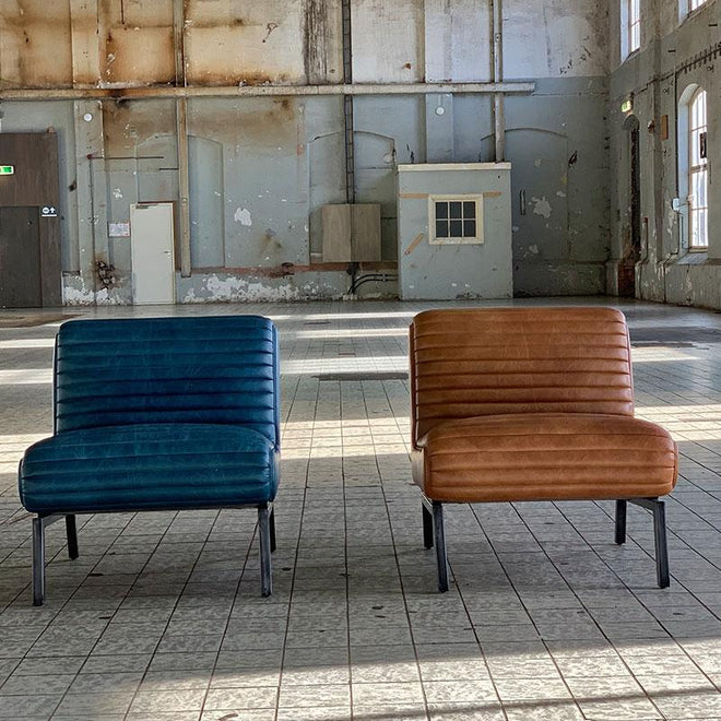 Industriële fauteuil Reflex cognac | 100% leder