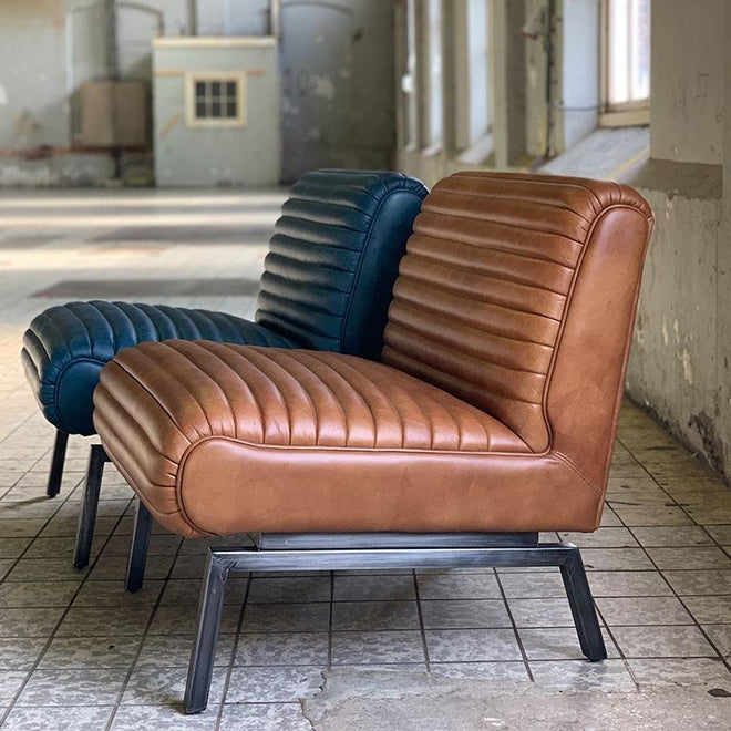 Industriële fauteuil Reflex cognac | 100% leder