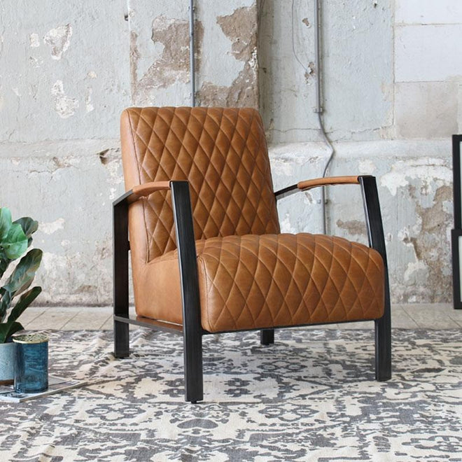 Industriële fauteuil Nelson cognac - Bronx71