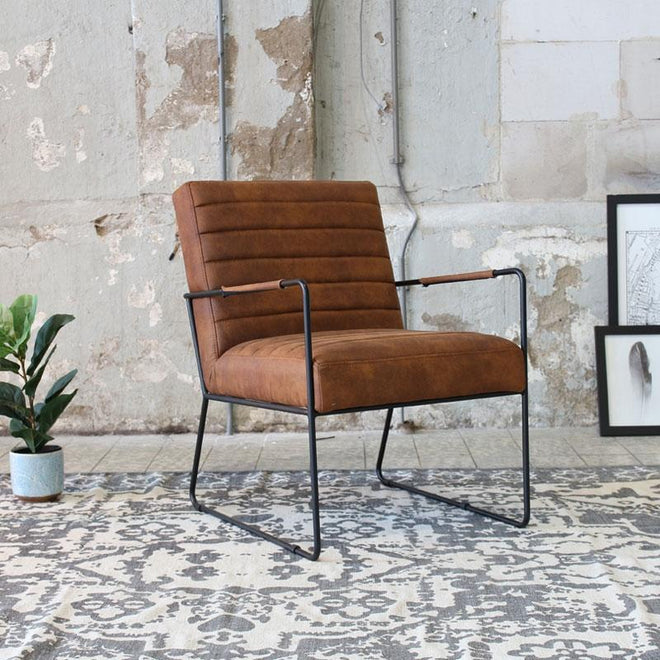 Industriële fauteuil Santos cognac